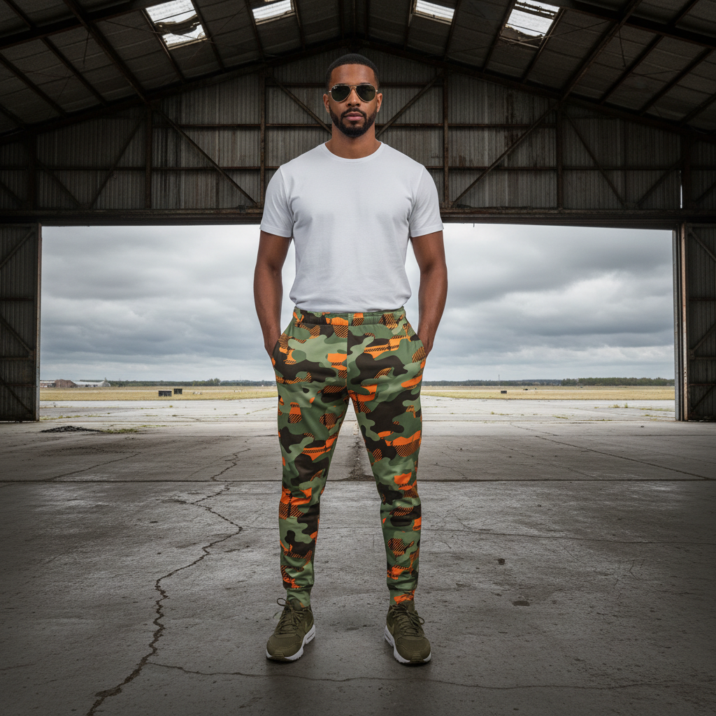 Khaki - Orange - Tartan/Camo - Men's Joggers