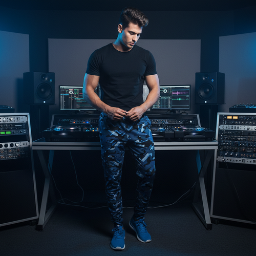 Blue-Tartan-Camo- Men's Joggers